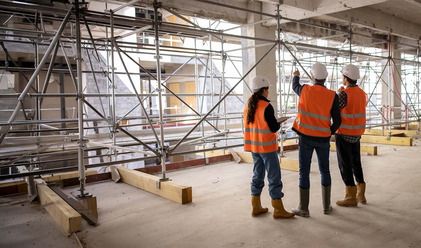 Construction workers on construction site