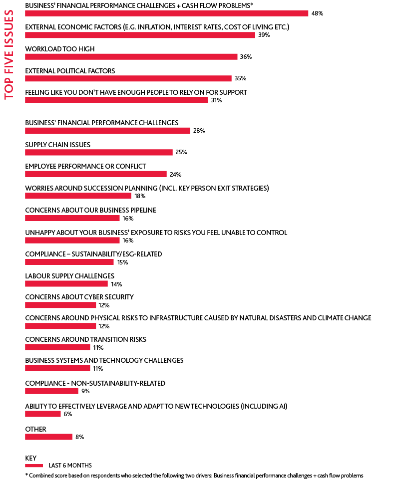 Drivers causing business leaders to feel less mentally healthy than normal