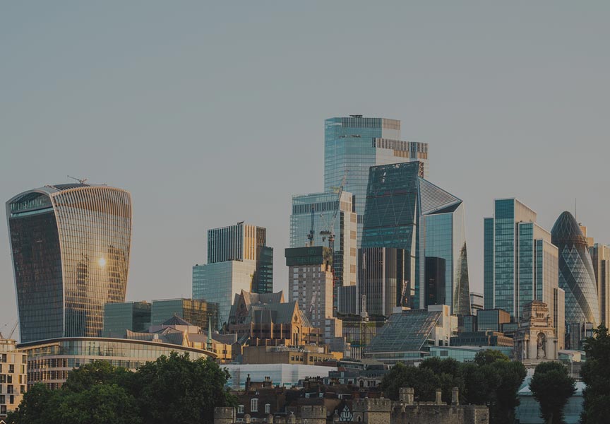 London skyline at dawn