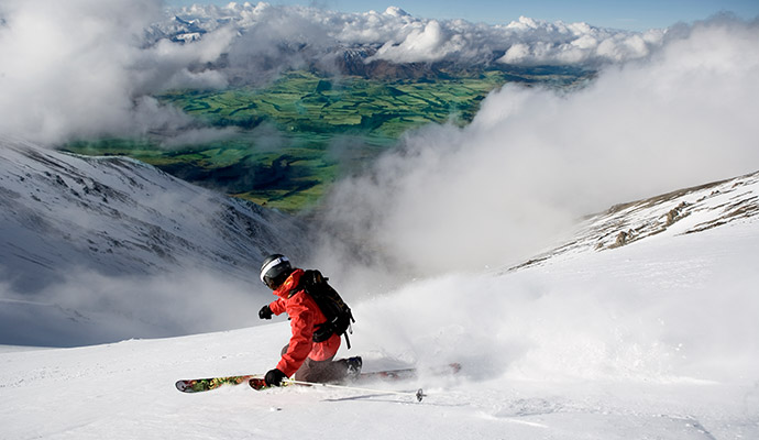 skiing down mountain