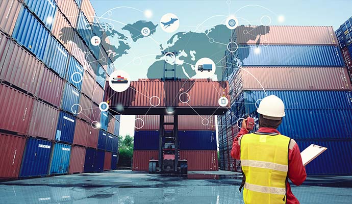 Global logistics network transportation, Map global logistics partnership connection of Container Cargo freight ship for Logistics